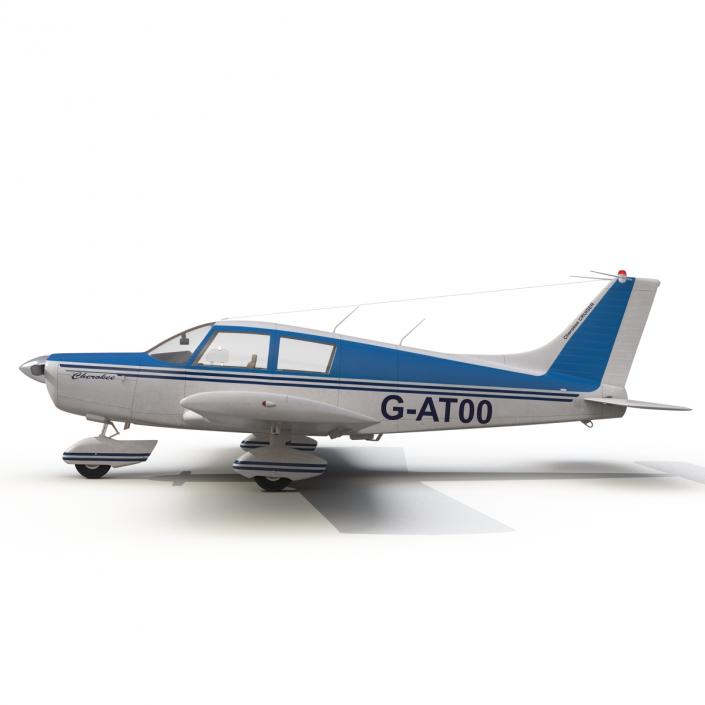 Light Aircraft Piper PA-28 Cherokee Rigged 3 3D model