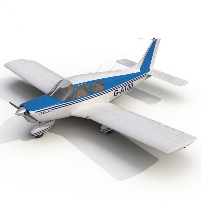 Light Aircraft Piper PA-28 Cherokee Rigged 3 3D model