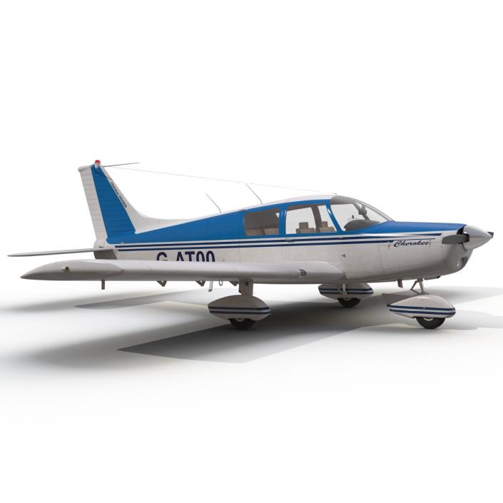 Light Aircraft Piper PA-28 Cherokee Rigged 3 3D model