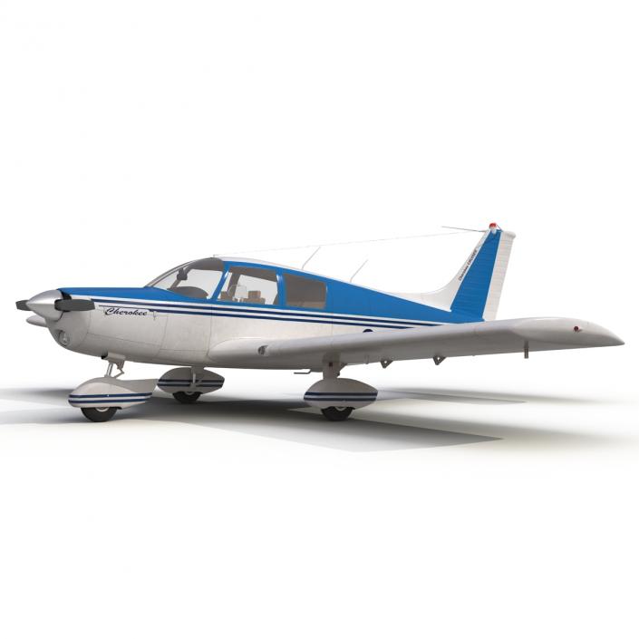 Light Aircraft Piper PA-28 Cherokee Rigged 3 3D model