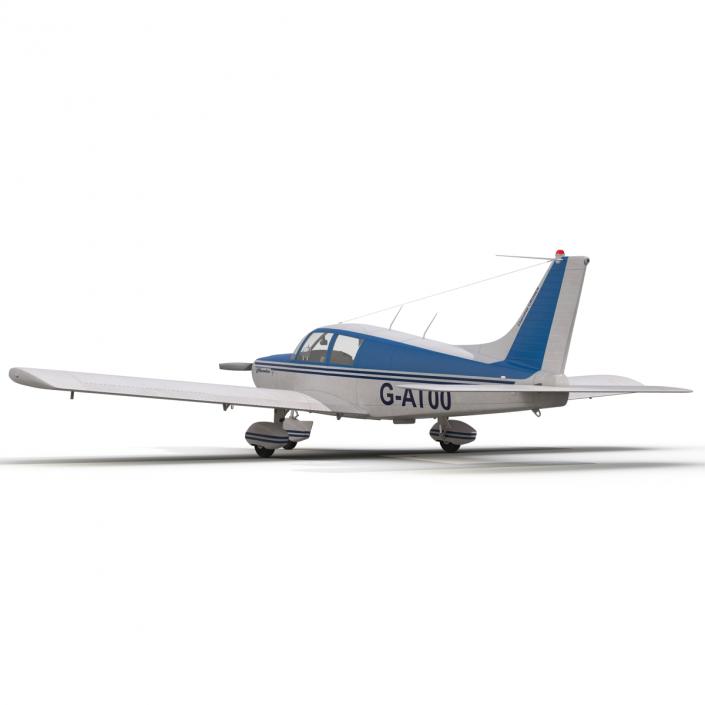 Light Aircraft Piper PA-28 Cherokee Rigged 3 3D model