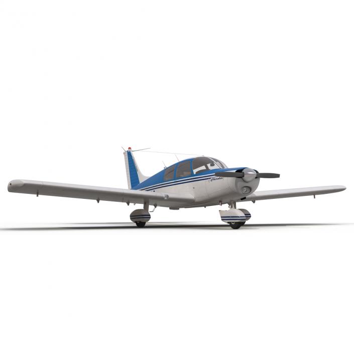 Light Aircraft Piper PA-28 Cherokee Rigged 3 3D model