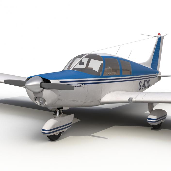 Light Aircraft Piper PA-28 Cherokee Rigged 3 3D model