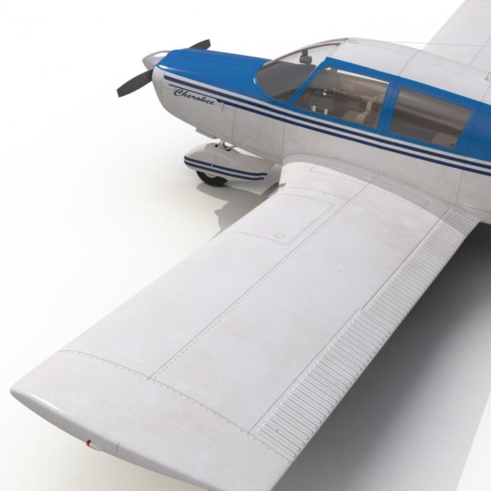 Light Aircraft Piper PA-28 Cherokee Rigged 3 3D model