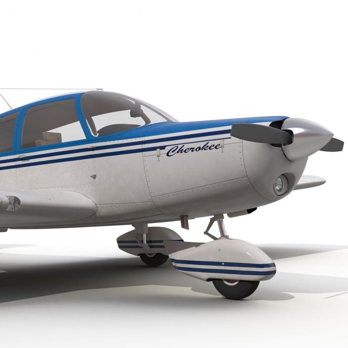 Light Aircraft Piper PA-28 Cherokee Rigged 3 3D model