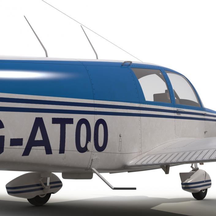 Light Aircraft Piper PA-28 Cherokee Rigged 3 3D model