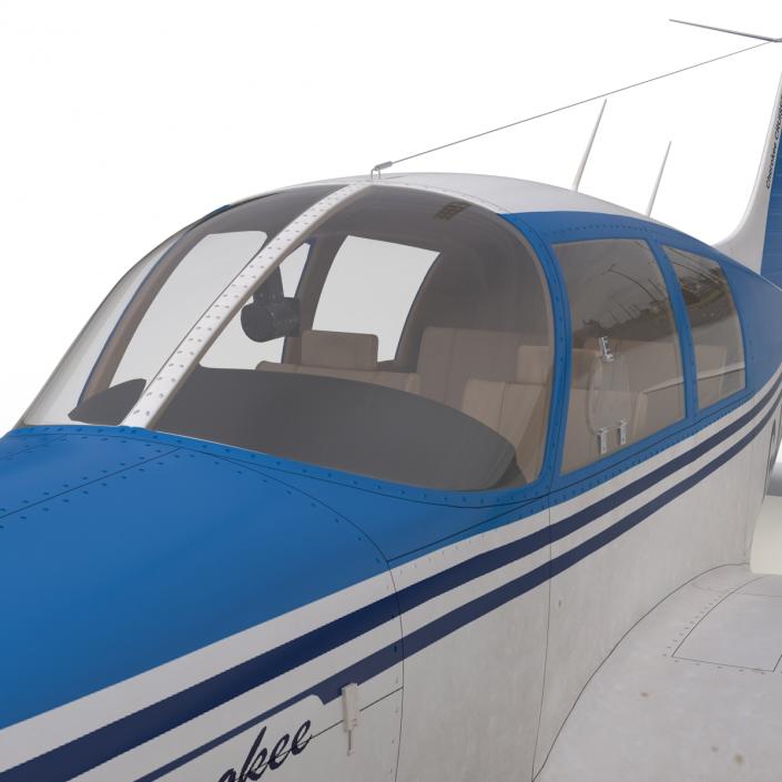 Light Aircraft Piper PA-28 Cherokee Rigged 3 3D model