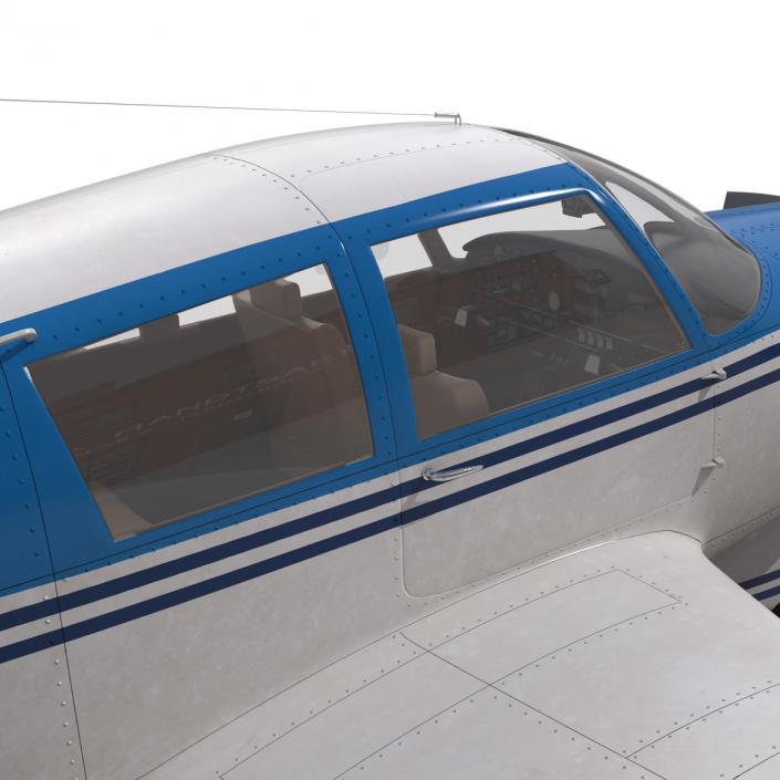 Light Aircraft Piper PA-28 Cherokee Rigged 3 3D model