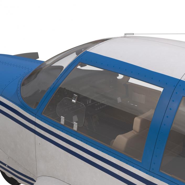 Light Aircraft Piper PA-28 Cherokee Rigged 3 3D model