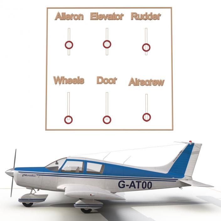 Light Aircraft Piper PA-28 Cherokee Rigged 3 3D model