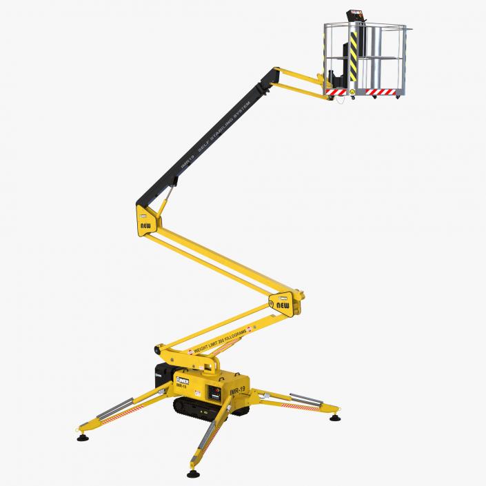 Telescopic Boom Lift Yellow Rigged 3D model