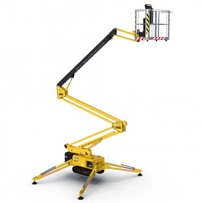 Telescopic Boom Lift Yellow Rigged 3D model