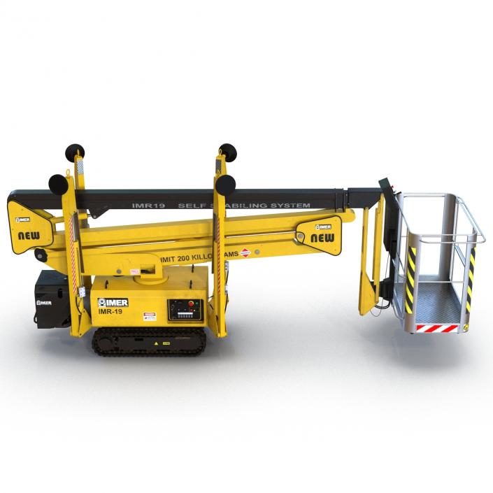 Telescopic Boom Lift Yellow Rigged 3D model