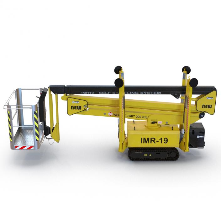 Telescopic Boom Lift Yellow Rigged 3D model