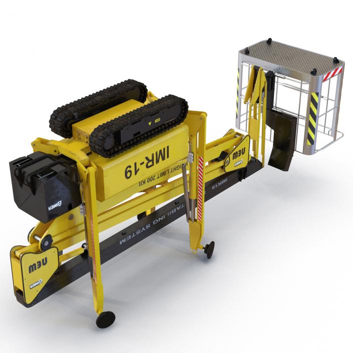 Telescopic Boom Lift Yellow Rigged 3D model