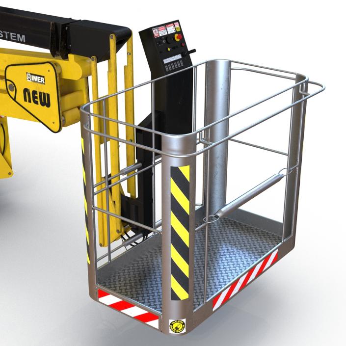 Telescopic Boom Lift Yellow Rigged 3D model