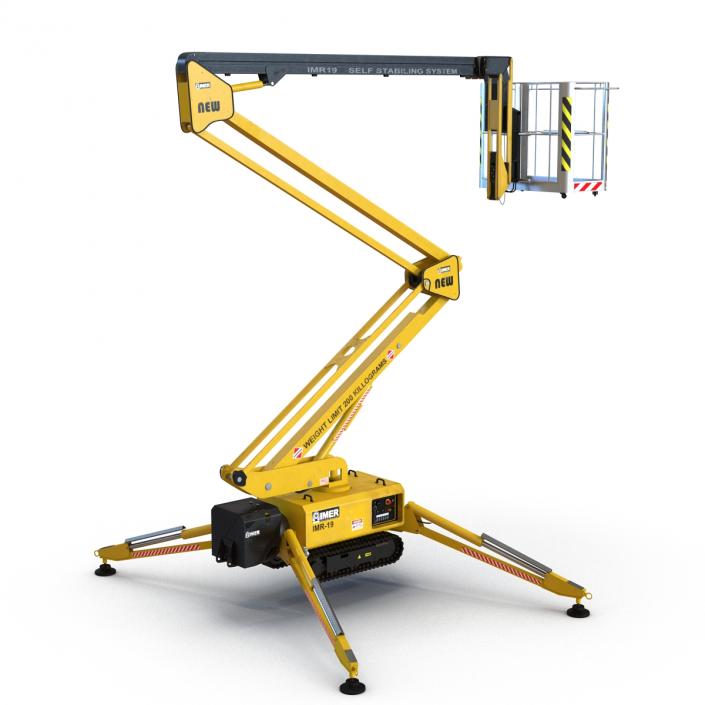 Telescopic Boom Lift Yellow Rigged 3D model