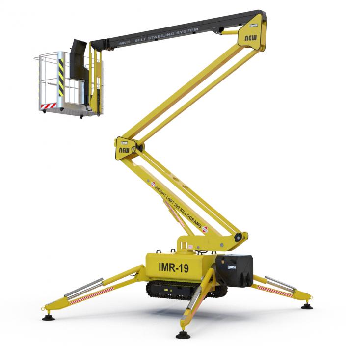 Telescopic Boom Lift Yellow Rigged 3D model