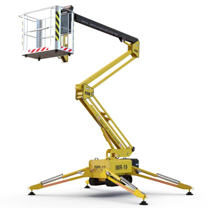 Telescopic Boom Lift Yellow Rigged 3D model