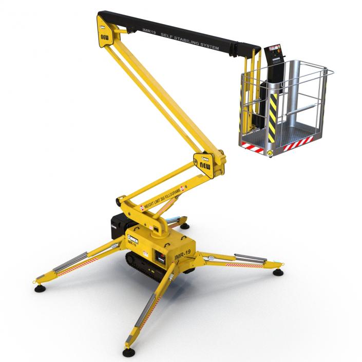 Telescopic Boom Lift Yellow Rigged 3D model