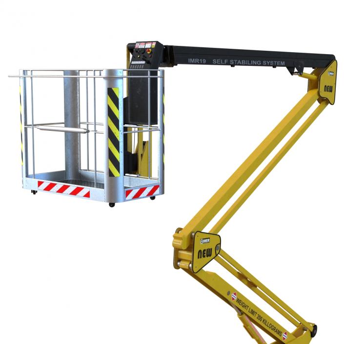 Telescopic Boom Lift Yellow Rigged 3D model