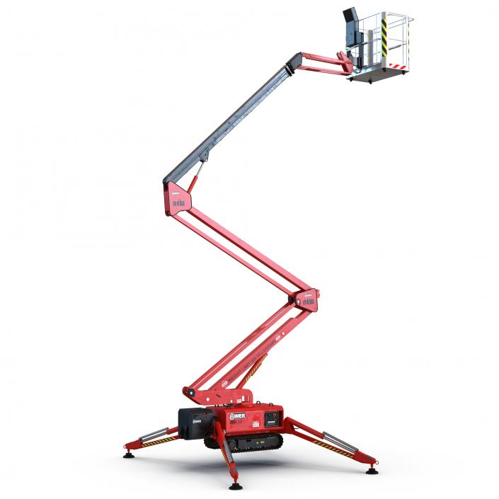 3D Telescopic Boom Lift Red Rigged