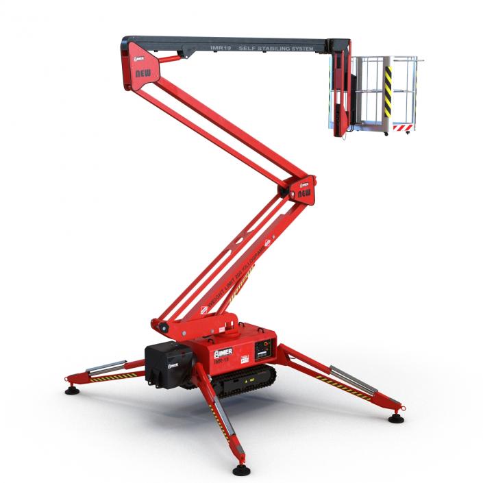 3D Telescopic Boom Lift Red Rigged