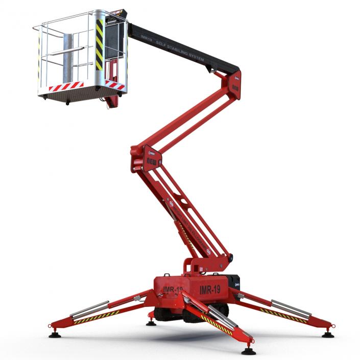 3D Telescopic Boom Lift Red Rigged