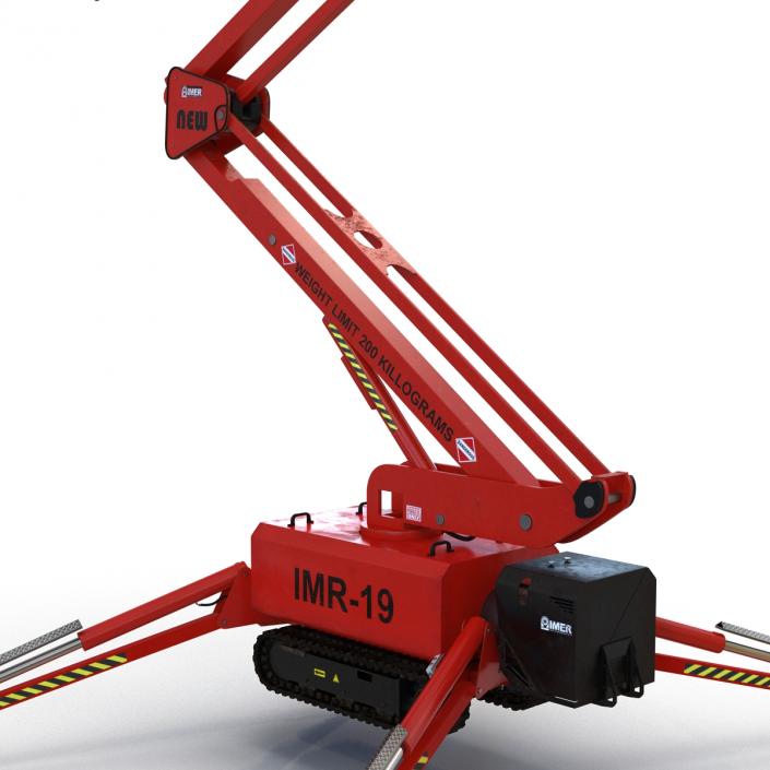 3D Telescopic Boom Lift Red Rigged