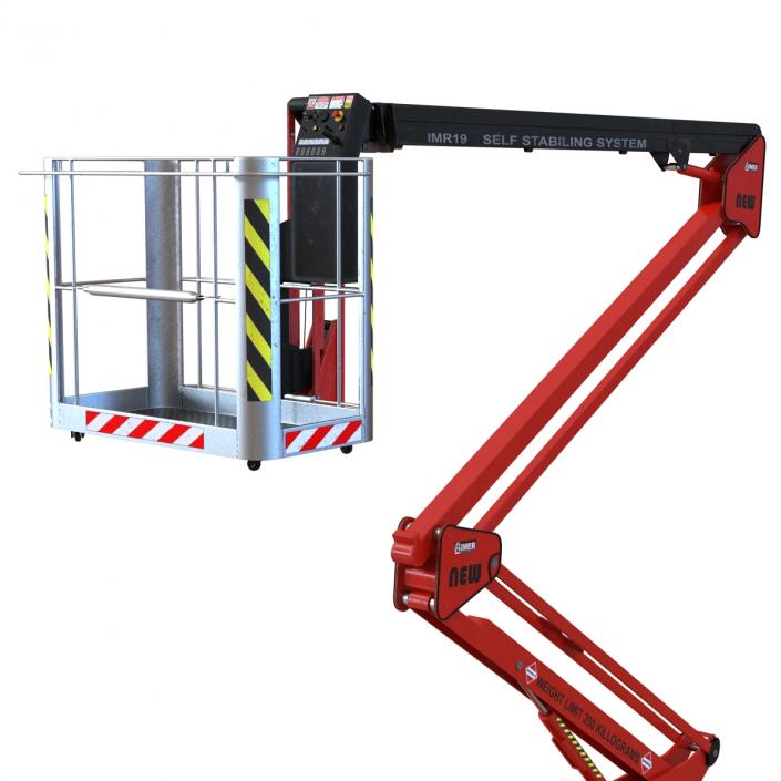 3D Telescopic Boom Lift Red Rigged