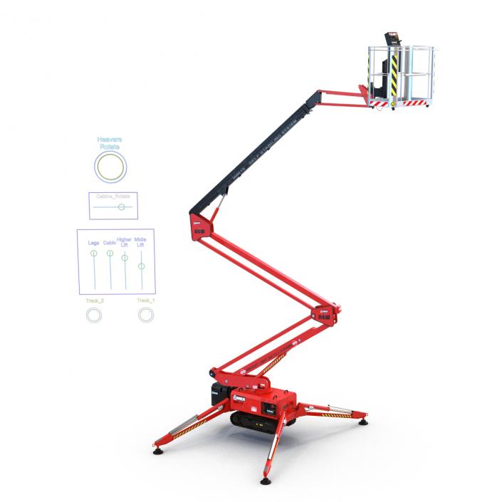 3D Telescopic Boom Lift Red Rigged