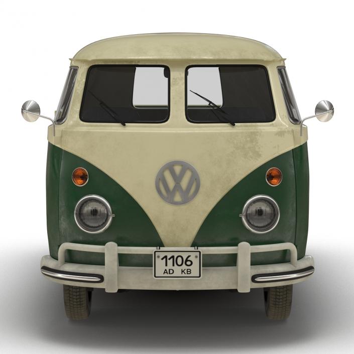 Volkswagen Type 2 Double Cab Pick Up Green 3D