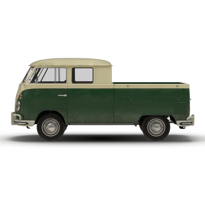 Volkswagen Type 2 Double Cab Pick Up Green 3D