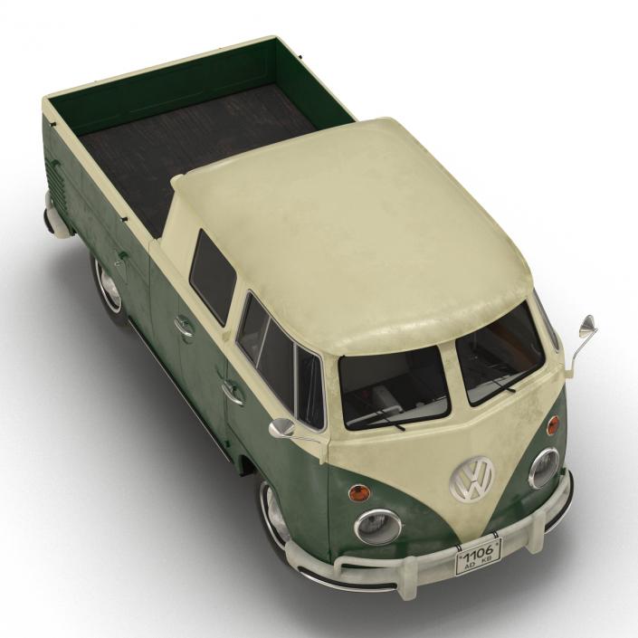 Volkswagen Type 2 Double Cab Pick Up Green 3D