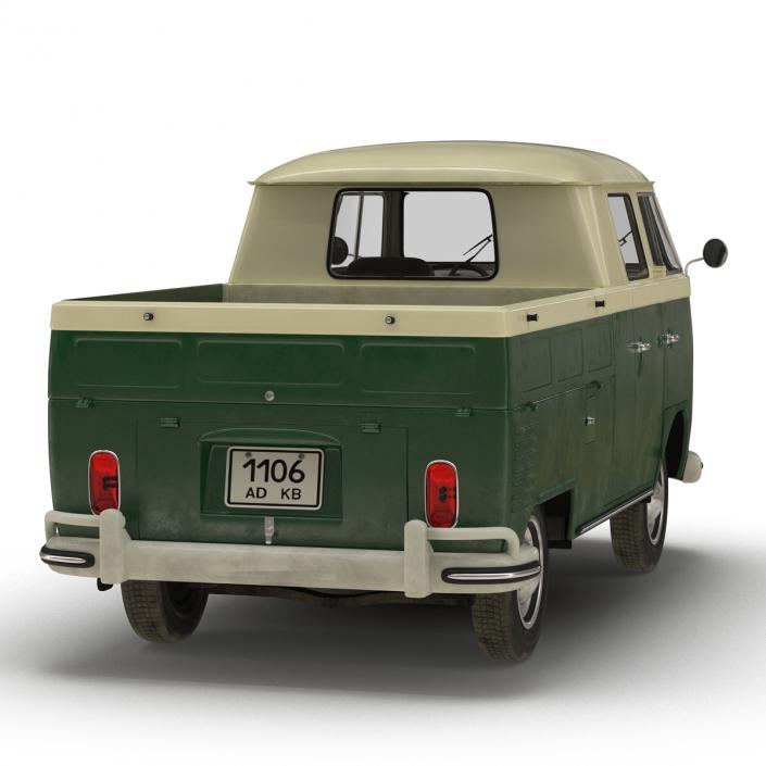 Volkswagen Type 2 Double Cab Pick Up Green 3D