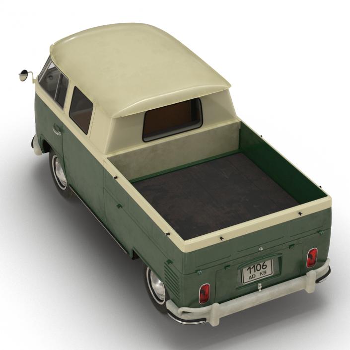 Volkswagen Type 2 Double Cab Pick Up Green 3D