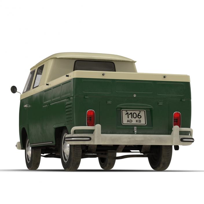 Volkswagen Type 2 Double Cab Pick Up Green 3D