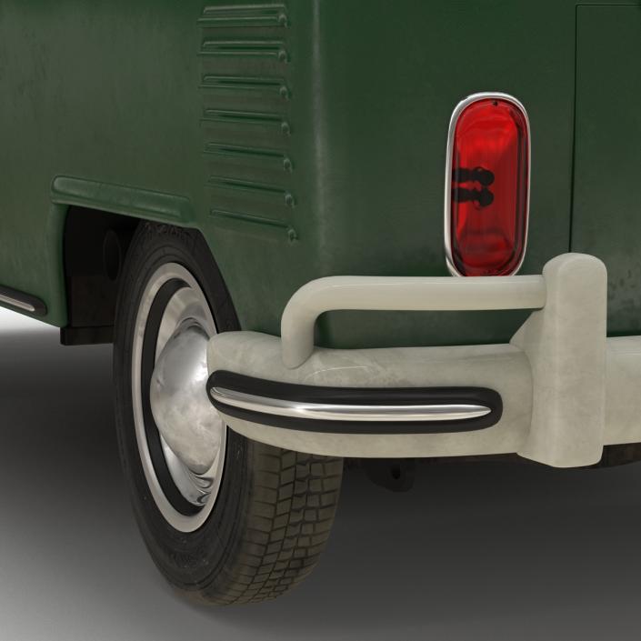 Volkswagen Type 2 Double Cab Pick Up Green 3D