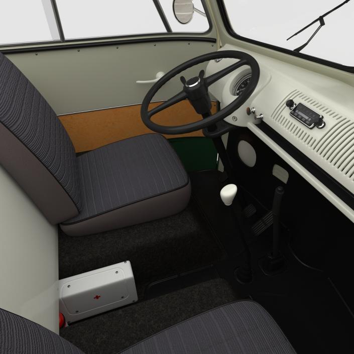 Volkswagen Type 2 Double Cab Pick Up Green 3D