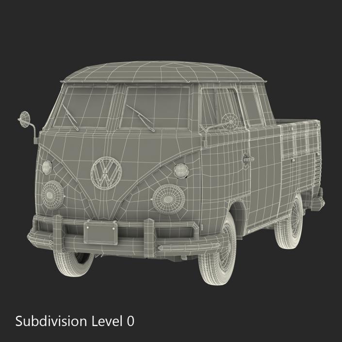 Volkswagen Type 2 Double Cab Pick Up Green 3D