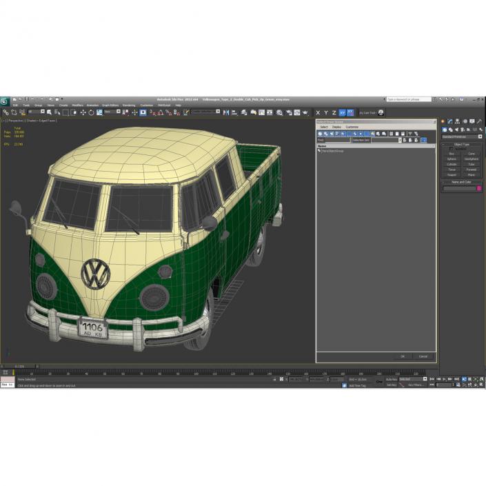 Volkswagen Type 2 Double Cab Pick Up Green 3D