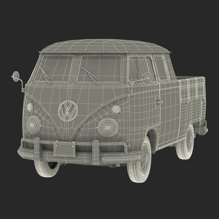 Volkswagen Type 2 Double Cab Pick Up Green 3D