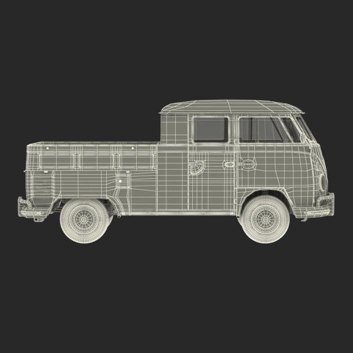 Volkswagen Type 2 Double Cab Pick Up Green 3D