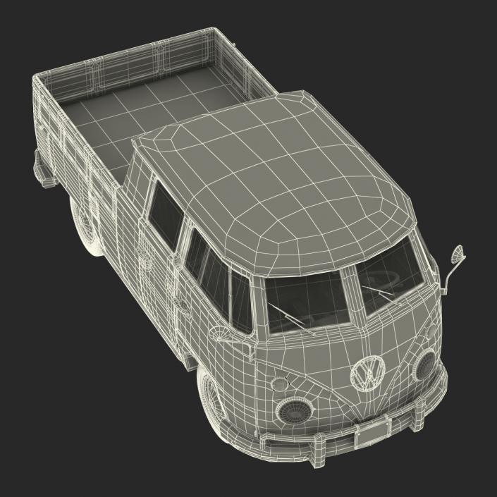 Volkswagen Type 2 Double Cab Pick Up Green 3D