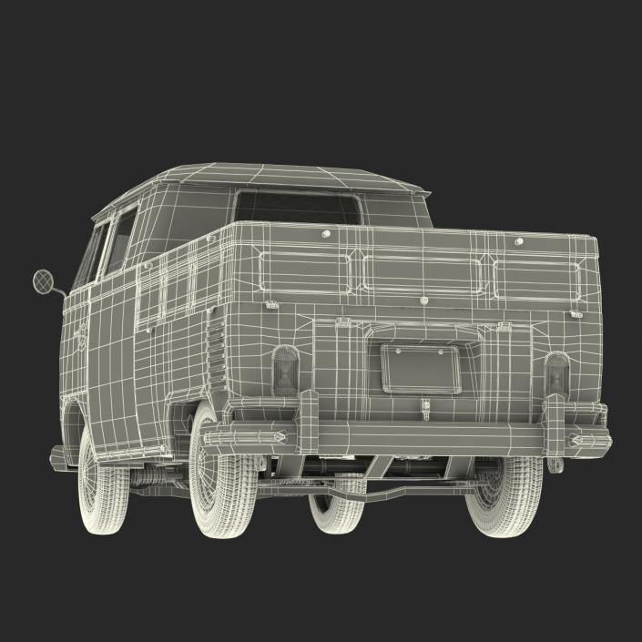 Volkswagen Type 2 Double Cab Pick Up Green 3D