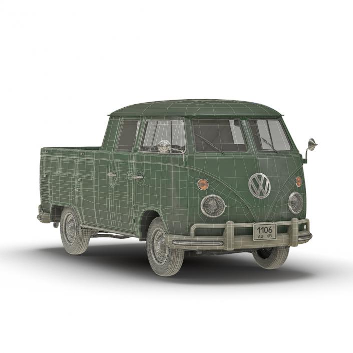 Volkswagen Type 2 Double Cab Pick Up Green 2 3D model