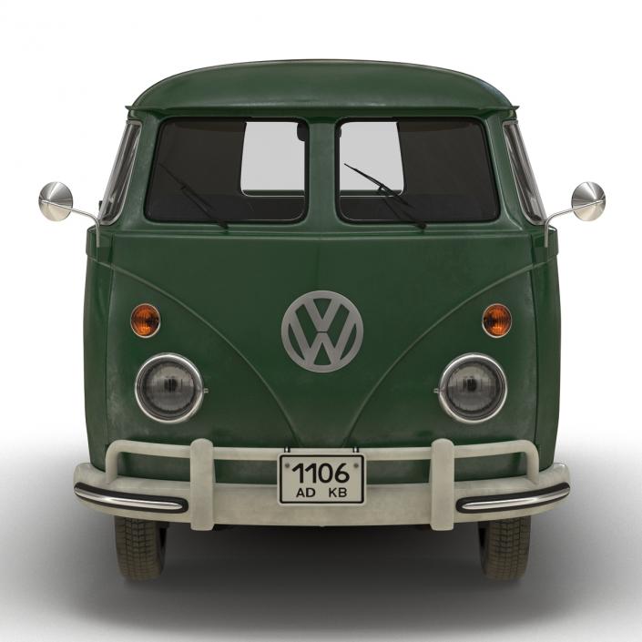 Volkswagen Type 2 Double Cab Pick Up Green 2 3D model