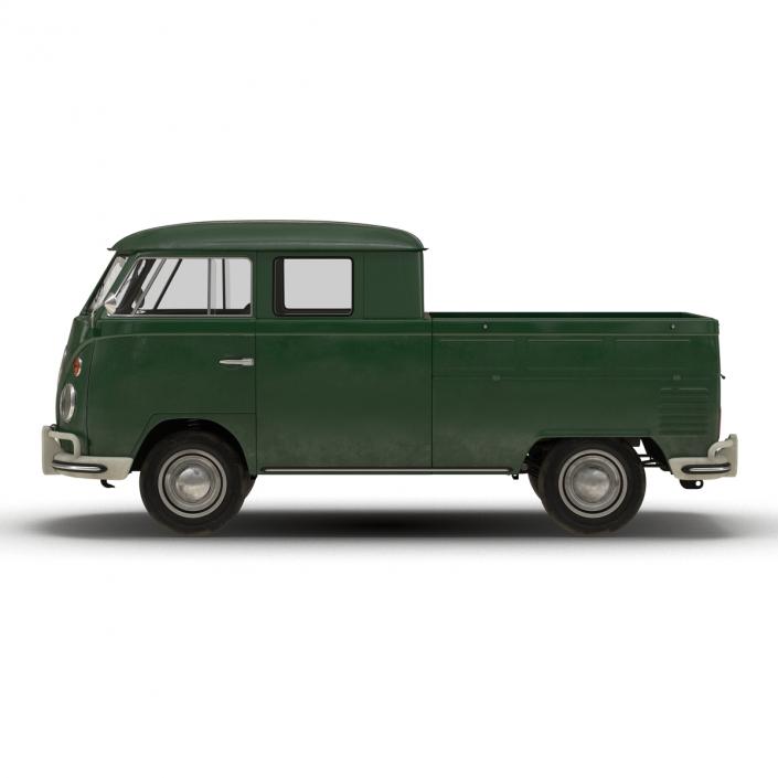 Volkswagen Type 2 Double Cab Pick Up Green 2 3D model