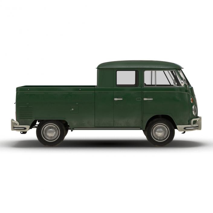 Volkswagen Type 2 Double Cab Pick Up Green 2 3D model