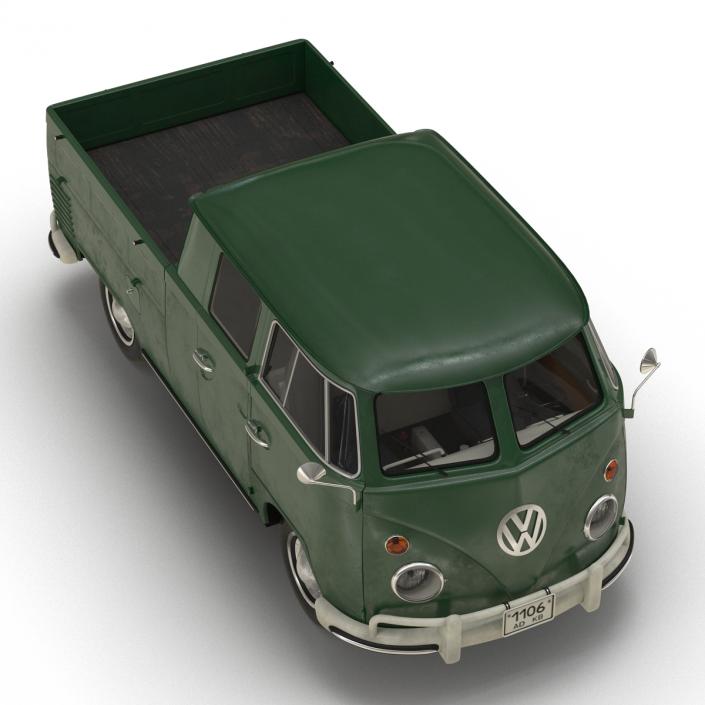 Volkswagen Type 2 Double Cab Pick Up Green 2 3D model